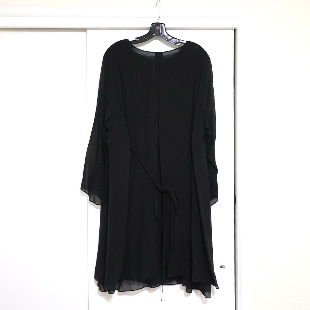 NWT Eileen Fisher Woman Silk Black Duster 2X Whimsigoth Formal Cocktail - Picture 8 of 9